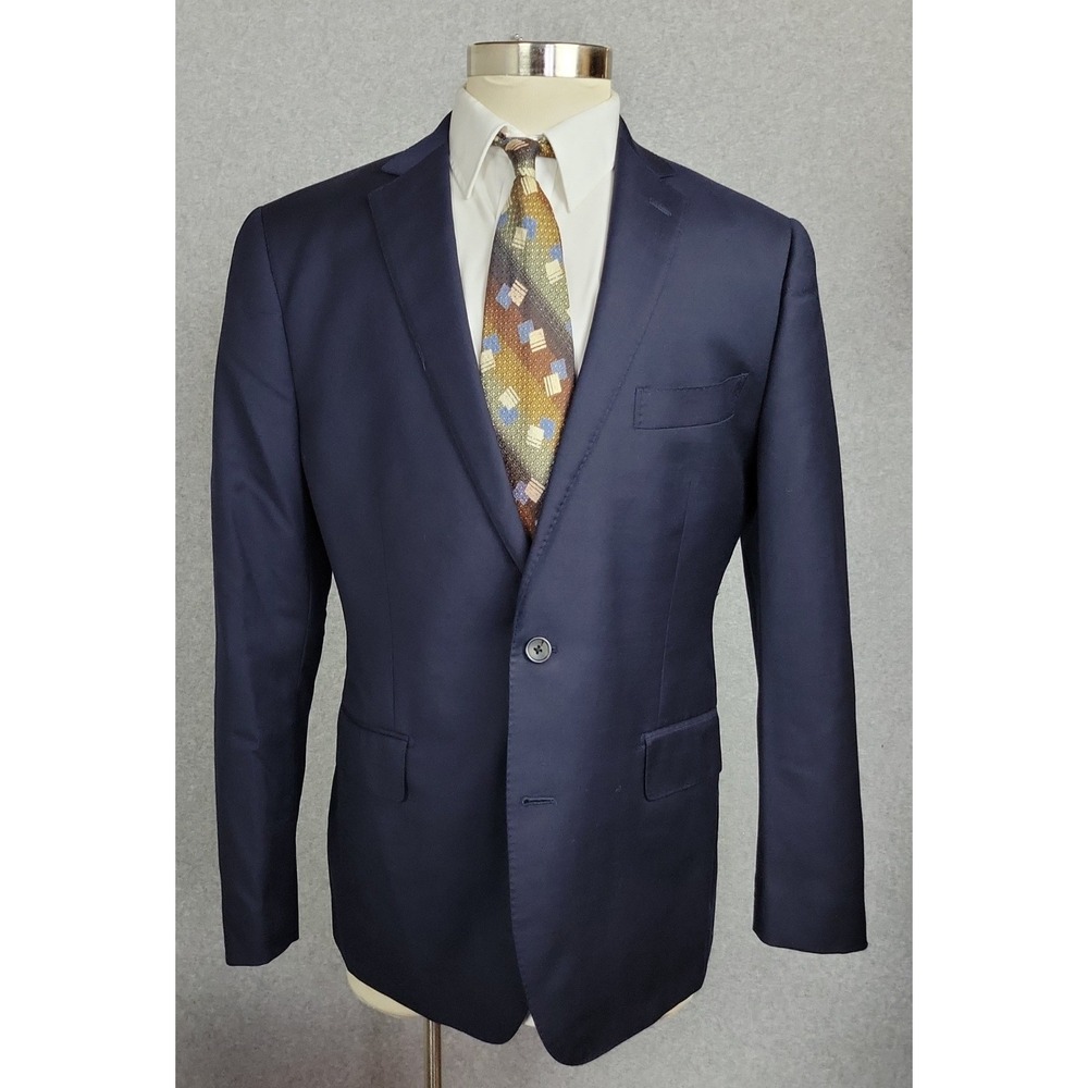 MJ Bale Blue Label Navy Blue 100% Wool Blazer Jacket Drop 8 Slim Fit 44R